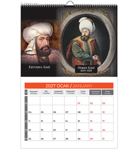 2027 OSMANLI DEVLETİ DUVAR TAKVİMİ-PLANLAMA 33X48 cm