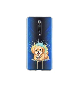 Redmi K20 ile Uyumlu Splash Köpek Tasarımlı Şeffaf Silikon Kılıf