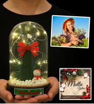 Yılbaşı Hediyesi Kişiye Özel Fotoğraflı Led Işıklı Yılbaşı Tasarımlı Fanus