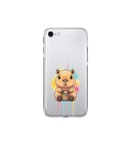 iPhone SE 2020 ile Uyumlu Splash Kapibara Tasarımlı Şeffaf Silikon Kılıf