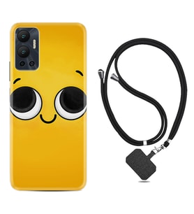 Infınix Hot 12 Kılıf Resimli Boyun Askılı İpli Desenli Silikon Series Yellow 1831
