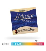 D'Addario H610 Helicore Kontrabas Tel Seti (3/4)  Orkestral Kullanım İçin Çok Lifli Çelik Öz Krom Sarım ile Zengin ve Sıcak Tını