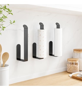 Lamalı Siyah Yapışkanlı Lüks Tasarım Solo Peçetelik, Metal Havluluk, Hem Yapışkanlı Hem Vidalı Montajlı, Banyo ve Mutfak İçin Modern Duvar Havlu Askısı