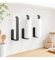 Lamalı Siyah Yapışkanlı Lüks Tasarım Solo Peçetelik, Metal Havluluk, Hem Yapışkanlı Hem Vidalı Montajlı, Banyo ve Mutfak İçin Modern Duvar Havlu Askısı