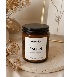 Mumelia Amber Kavanoz - Doğal Soya Cam Bardak Mum - Sabun Kokulu