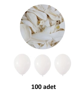 Gemar Parti Doğum Günü Organizasyon Balon - 33 Cm. - Beyaz - 100 Adet