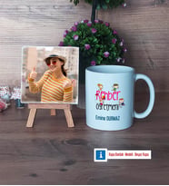 Rehber Öğretmeni Fotoğraflı Dekoratif Taş, Kupa Bardak Beyaz Hediye (Model 1)