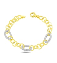 BARIŞ TAKI 925 Ayar Gümüş Gold Oval Beyaz Taşlı Hallow Bileklik