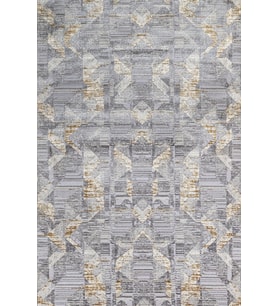 Gri Halı Geometrik Soyut Desenli Modern Salon Halısı Dijital Baskı Pamuk-Polyester Yüzey Kaymaz Taban