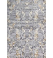 Gri Halı Geometrik Soyut Desenli Modern Salon Halısı Dijital Baskı Pamuk-Polyester Yüzey Kaymaz Taban