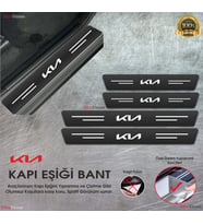 Kia  Logolu Karbon Kapı Eşiği Koruyucu Suni Deri 4'lü Set