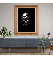 Altın Paspartulu Atatürk  Çerçeveli Tablo C231 (Gold)