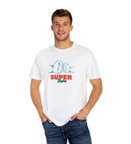 Süper Baba Baskılı Pamuklu Oversize Tişört (Beyaz)