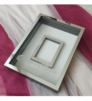 Siyah 30x40 Cm Fotoğraf Bölümlü Yarı Gümüş İsimli Ledsiz Gül Saklama Kutusu