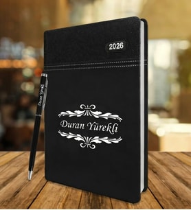 Kişiye Özel 2026 Siyah Ajanda Ve Kalem