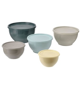 5 Parça Kapaklı Saklama Kabı 5 Parça MeridyenDukkan Pastel Renkler Çok Renkli Saklama Kapları