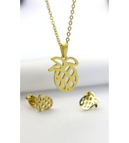 Ananas Çelik Kolye Küpe Set