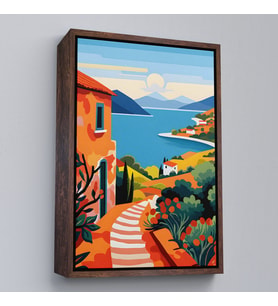 Çerçeveli Pastel Minimalist Deniz Manzarası Tablo (Siyah)