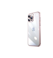 Apple iPhone 13 Pro Uyumlu Kılıf Sert PC Renkli Çerçeveli Zore Riksos Kapak (Rose Gold Altın)