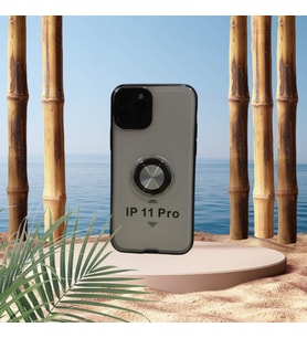 iPhone 11 Pro Silikon Malzeme Metal Yüzüklü Kalite Telefon Kılıfı (Siyah)