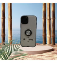 iPhone 11 Pro Silikon Malzeme Metal Yüzüklü Kalite Telefon Kılıfı (Siyah)