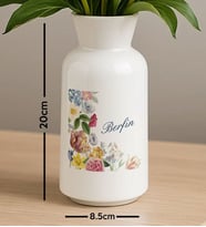 BK Gift Kişiye Özel Çiçek Tasarımlı Seramik Vazo-8, Ev Hediyesi, Ofis Hediyesi