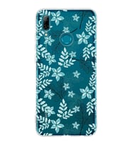 Huawei P Smart 2019 Uyumlu Kapak Floral Su Yeşili Tasarımlı Şeffaf Silikon Kılıf