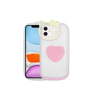 Apple iPhone 11 Uyumlu Kılıf Kedi Figürlü Transparan Pop Soketli Zore Ritmik Kapak (Pembe)