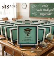 Öğrenciler İçin Sıcacık Bir Veda Hediyesi; İsim Yazılabilen Modern 18'li Sınıf Hatırası 10x10 cm