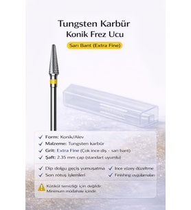 Vladmiva Karbür Çıkartma Freze Başlığı Koni – Sarı Bant XF (Çok İnce Diş) 2.35 mm – adet fiyatı