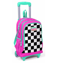 Coral High Pembe Damalı Işıklı Tekerlekli Çekçek Okul Çantası - Kız Çocuk