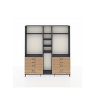 Arges Dolap 8 Raflı 8 Çekmeceli 3 Askılı 220x30x243 Antrasit-Antrasit/Çam