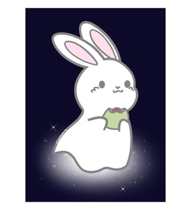 Kawaii Mochi Beyaz Tavşan Ghosty Goo Tablo Ahşap Poster Dekoratif