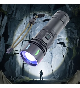 Şarjlı Kamp Feneri / Dijital Ekranlı Güç Göstergeli - 9 Mod Powerbank Özellikli, Şarj Kablolu, Taşıma Çantalı (Tripod Takılabilir)