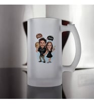 Kişiye Özel İçmeyi Seven Aşıklar Karikatürlü Bira Bardağı