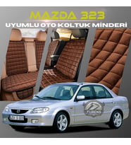 Mazda 323 Kahverengi Renk Tay Tüyü Cepli & Terletmez Sırtlı Oto Koltuk Minder Seti - Koltuk Koruma Kılıfı (ÖN & ARKA TAM SET)
