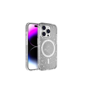 Apple iPhone 15 Pro Uyumlu Kılıf M-safe Şarj Özellikli Parlayan Simli Saydam Renkli Zore Allstar Kapak (Şeffaf)