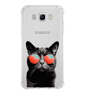 PrintiFy Samsung Galaxy J7 2016 Uyumlu Kedi 3 Baskılı Şeffaf Köşe Korumalı Antişok Kılıf