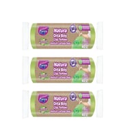 Natura Büzgülü Çöp Torbası 15'li Orta Boy 55 x 60 cm Üçlü Paket