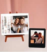 Kişiye Özel 4 Polokart Fotoğraflı Şövale Ve Siyah Ahşap Mdf Çerçeve