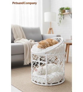 El Yapımı Modern İki Katlı Örgü Kedi Evi ve Yatağı