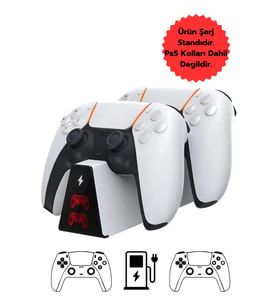 PS5 DualSense Kablosuz Oyun Kolu Şarj Standı – Çiftli / Hızlı Şarj
