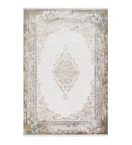 Makine Kaymaz Yıkanabilir Bej Eskitme Salon Halısı Mutfak Halısı Koridor Halısı Yolluk 09707C