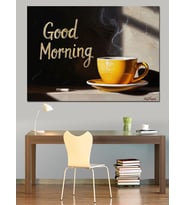 Good Morning Yazılı Kahve Fincanı Dekoratif Kanvas - Mdf Ahşap Tablo