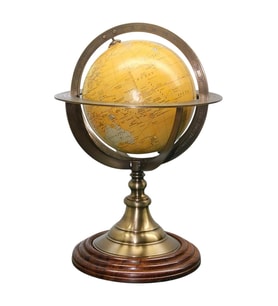 Dünya Küre Pirinç Stantlı Döner World Globe 17x27cm