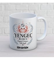 Kişiye Özel Yengeç Burcu Tasarımlı İsimli Seramik Kupa Bardak