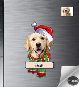 Kişiye Özel Sevimli Dostlarımız Köpek Ahşap Magnet -3