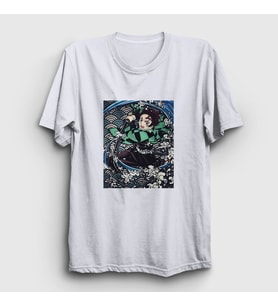 Presmono Unisex Beyaz Sword Tanjiro Kamado Anime Demon Slayer Kimetsu No Yaiba T-Shirt 307708tt (Beyaz)