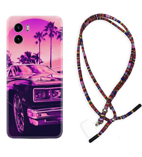 Vivo Y15S Y32 Y33S Y51 Y53S Kılıf Boyun Asklı Rasta Silikon Mor Araba 1711