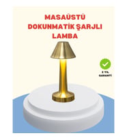 Mey İthalat® Şarjlı Masa Lambası 3 Işık Modu Kademesiz Karartma Metal Gövde